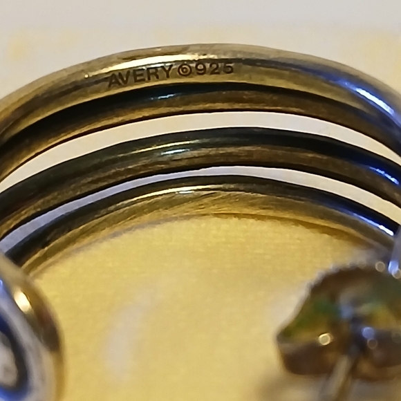 Retired James Avery Hammered Multi-Wire Hoop Ear Posts 1" Great Oxidation! - Picture 5 of 8